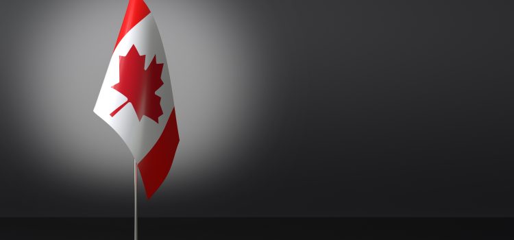 Small National Flag of the Canada on a Black Background