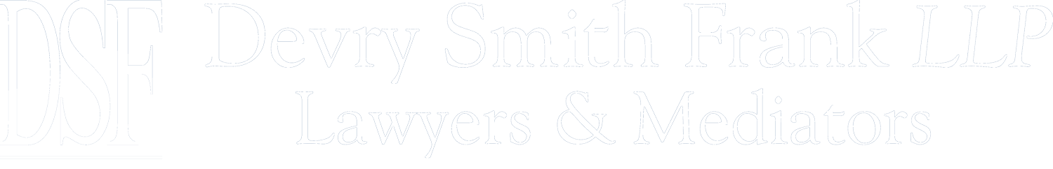 DSF logo: Devry Smith Frank LLP, Lawyers & Mediators (a law firm branding)